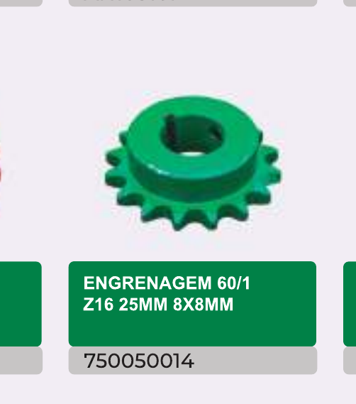 ENGRENAGEM 60/1 Z16 25MM 8X8MM — 750050014 - imagem 1